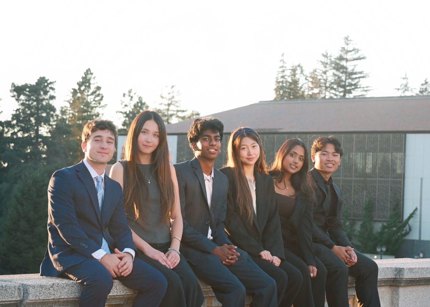 BSB members sitting together on a campus terrace